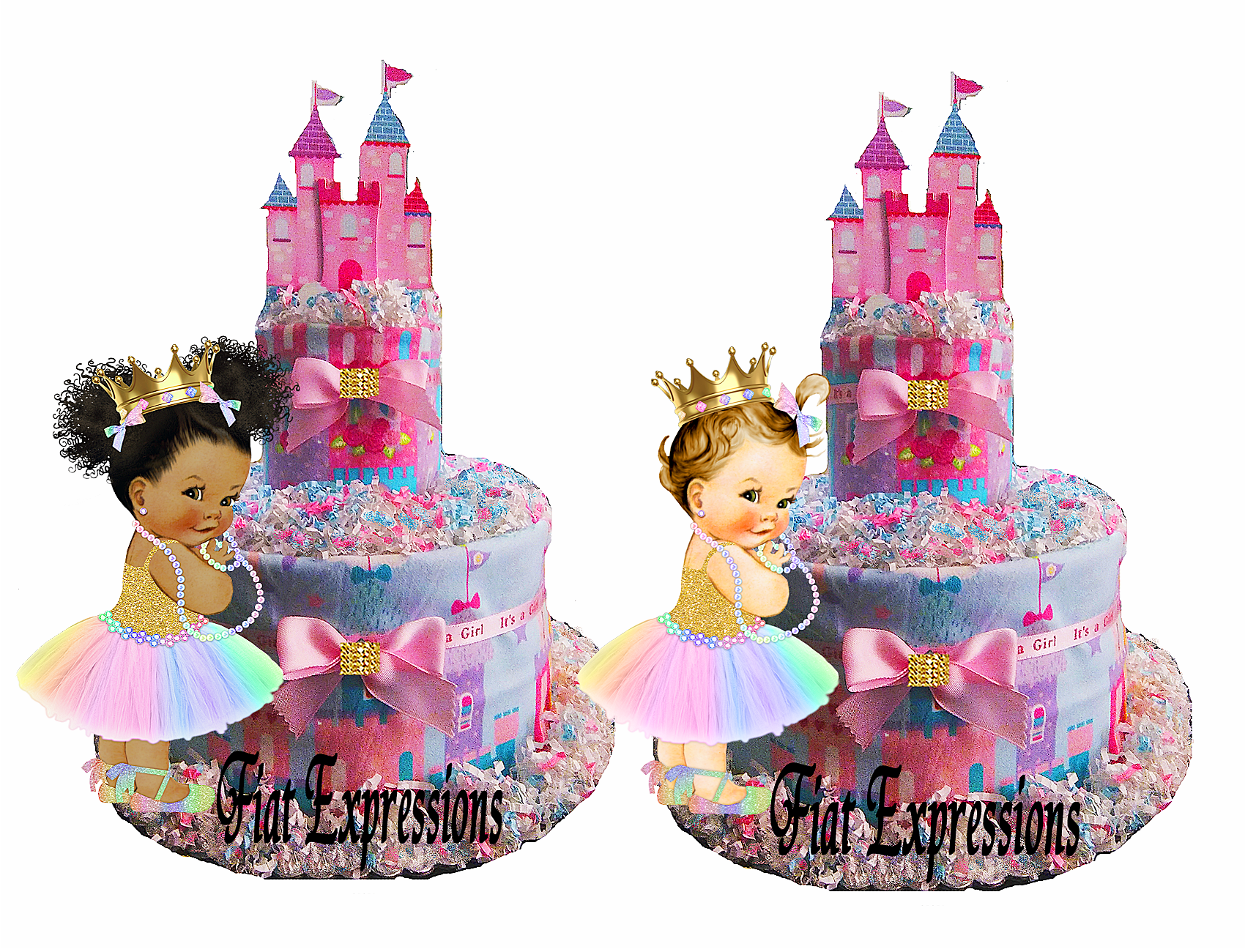 Princess Pink Blue Diaper Cake Fiat Expressions