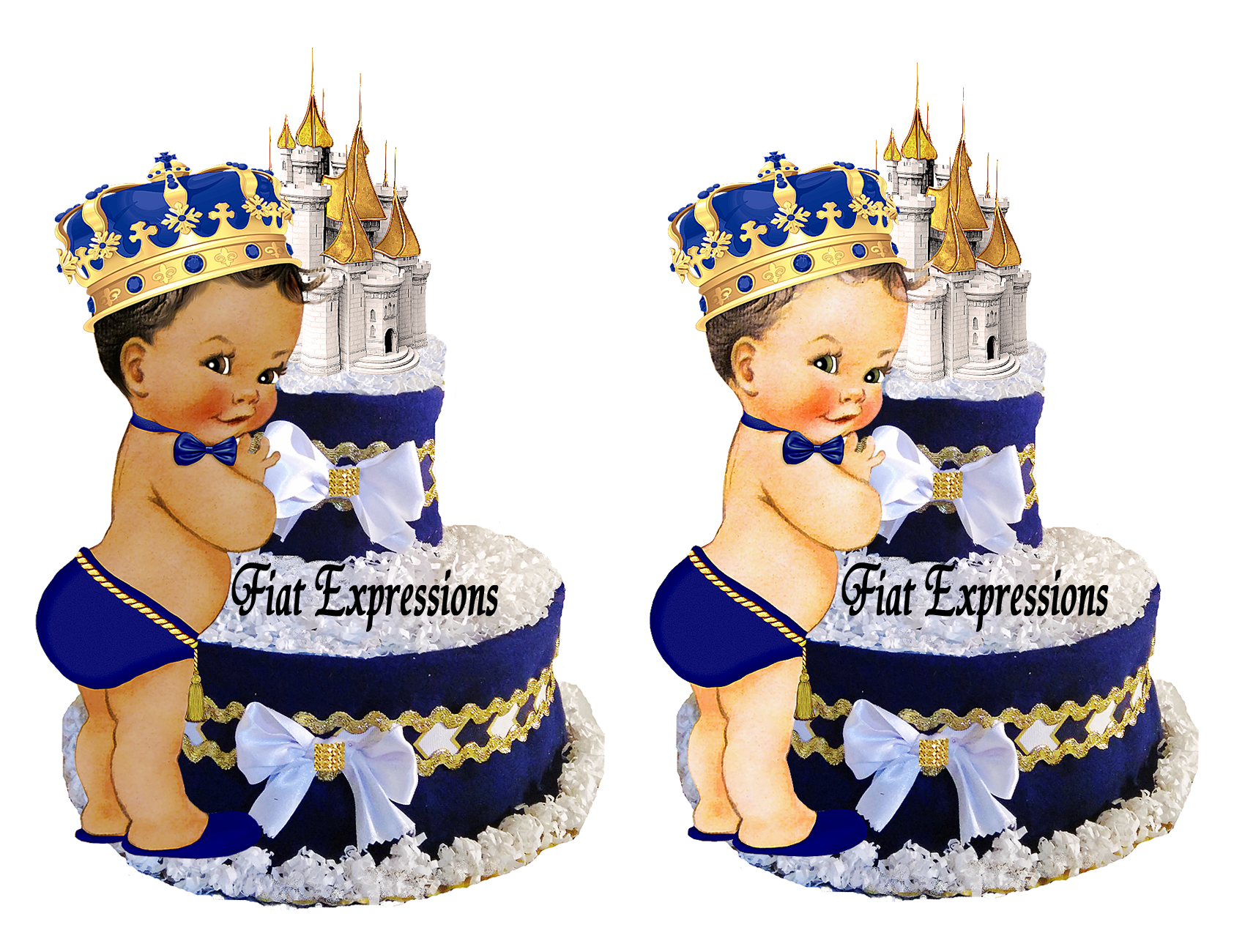 Prince Royal Blue Gold Diaper Cake