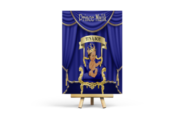 Fiat Expressions Prince Royal Blue Gold It's a Boy Baby Shower Poster Backdrop