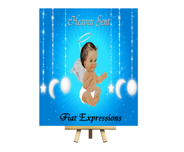 Fiat Expressions Blue Heaven Sent Boy Baby Shower Poster
