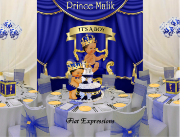 Prince Royal Blue Gold Baby Shower Decorations Kit