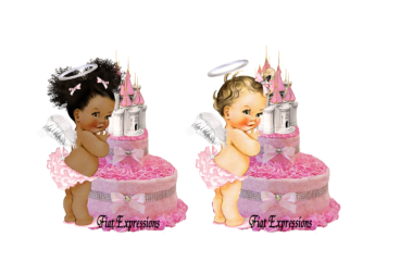 Fiat Expressions Heaven Sent Swirls Pink & Silver Diaper Cake