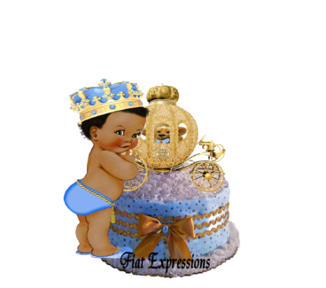 Fiat Expressions Prince Light Blue with Gold Coach Diaper Cupcake