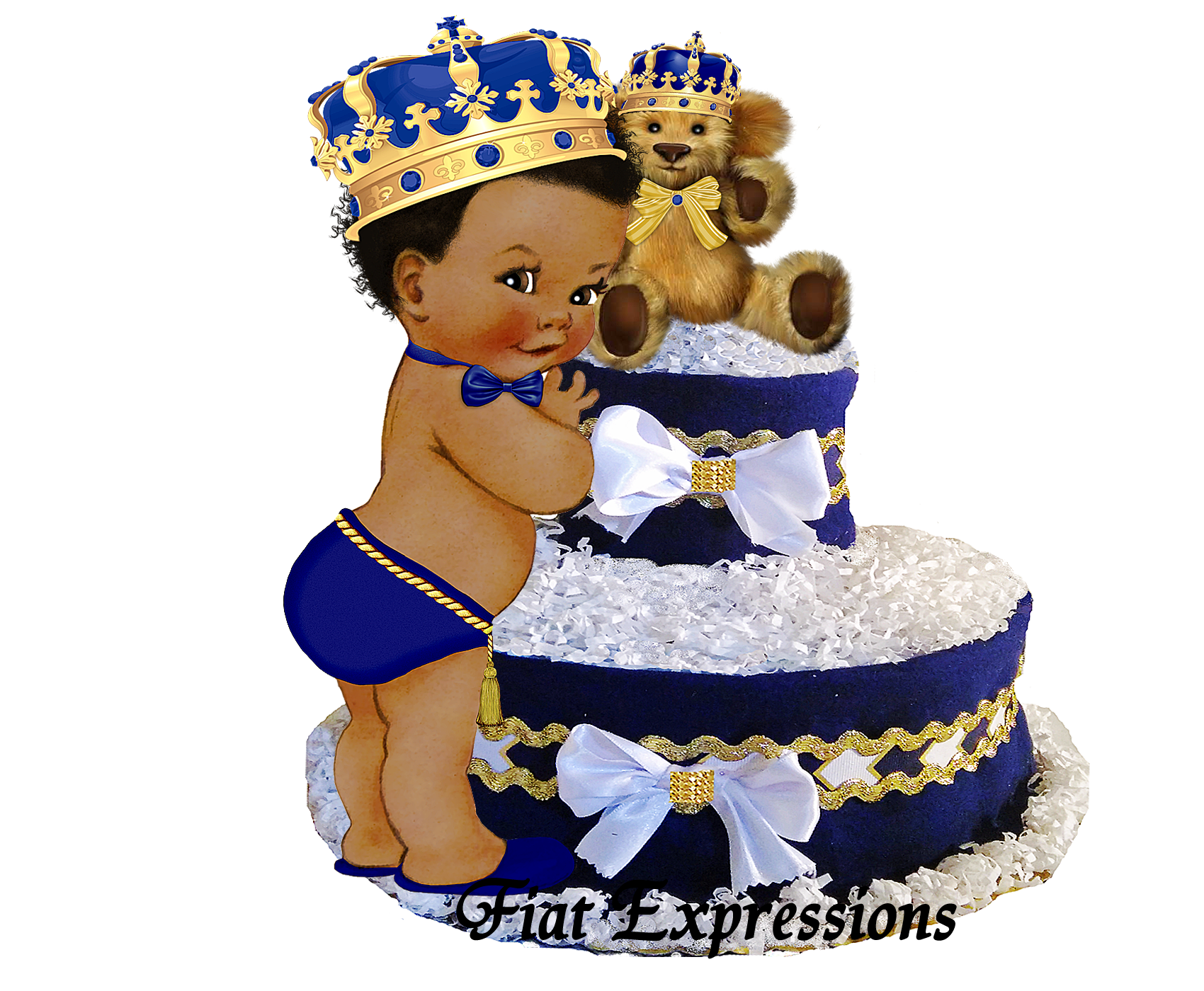 Royal Blue Prince Theme Diaper Cake for Baby Boy Shower Mini Diaper Cake 