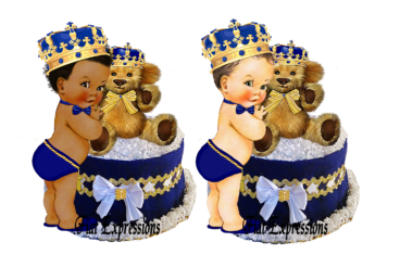 Fiat Expressions Prince with Teddy Bear Royal Blue & Gold Diaper Cupcake