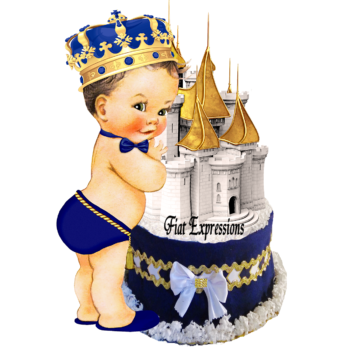 Fiat Expressions Prince Royal Blue & Gold Diaper Cupcake