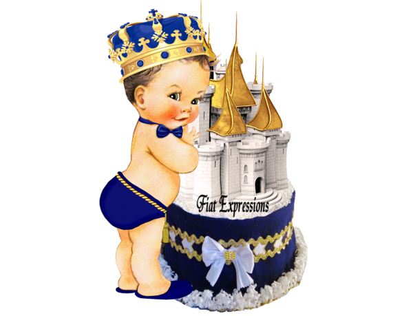 Fiat Expressions Prince Royal Blue & Gold Diaper Cupcake