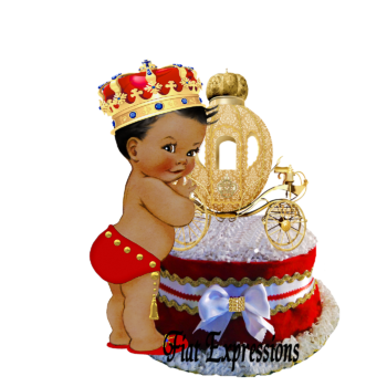 Fiat Expressions Prince with Gold Coach & Teddy Bear Red & Gold Diaper Cupcake