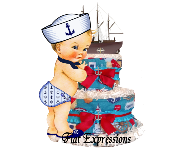 Fiat Expressions Nautical Burp Cloth Diaper Cake