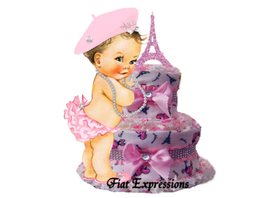Paris Baby Shower Diaper Cakes