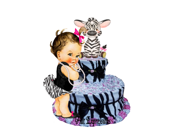 Fiat Expressions Zebra Stripes Girl Diaper Cake