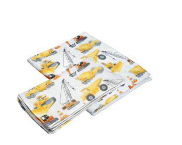 Fiat Expressions Construction Orange & Yellow Flannel Receiving Blanket & Burp Cloth Set