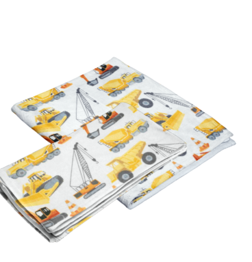 Fiat Expressions Construction Orange & Yellow Flannel Receiving Blanket & Burp Cloth Set
