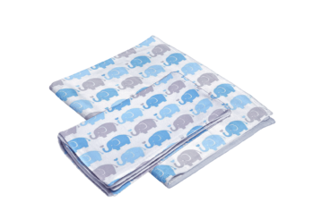 Fiat Expressions Elephant Blue & Gray Flannel Receiving Blanket & Burp Cloth Set