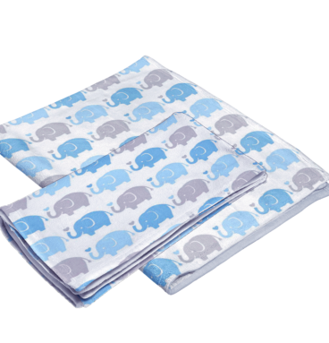 Fiat Expressions Elephant Blue & Gray Flannel Receiving Blanket & Burp Cloth Set