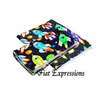 Fiat Expressions Space Rocket Flannel Blanket & Burp Cloth Set
