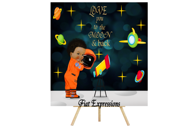 Fiat Expressions Space Astronaut Baby Shower Poster Backdrop
