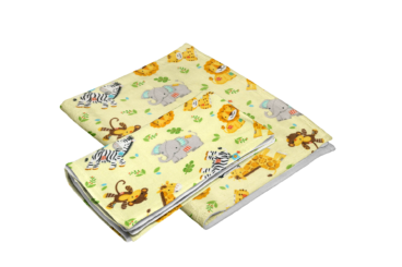 Fiat Expressions Zoo Yellow Flannel Receiving Blanket & Burp Cloth Set