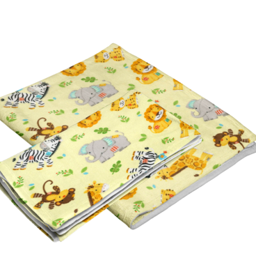 Fiat Expressions Zoo Yellow Flannel Receiving Blanket & Burp Cloth Set