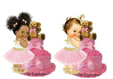Fiat Expressions It's a Girl Paisley with Teddy Bear Diaper Cake