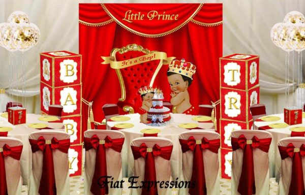 Prince Red Gold Baby Shower Kit