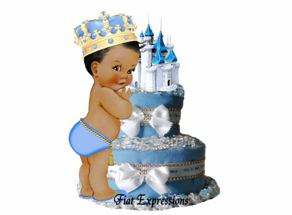 Fiat Expressions Prince Baby Blue Gold Diaper Cake