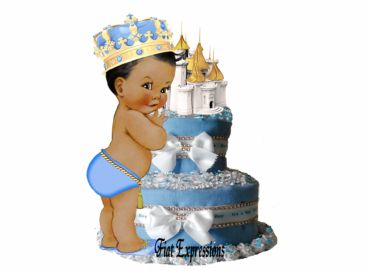 Fiat Expressions Prince Baby Blue Gold Diaper Cake