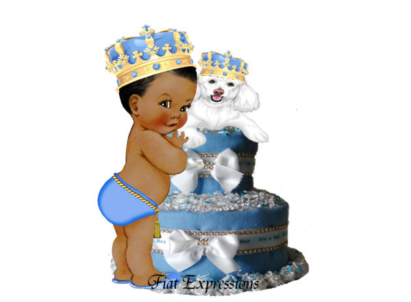 Fiat Expressions Prince with Dog Light Blue & Gold Diaper Cake
