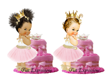 Fiat Expressions Tea Party Pink & Gold Diaper Cake