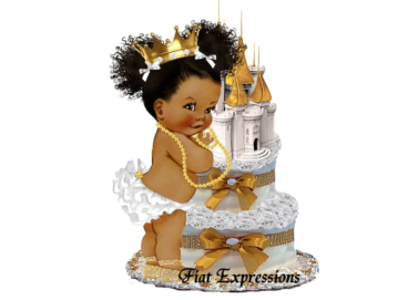Fiat Expressions Princess White Gold Burp Cloth Diaper Cake