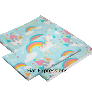 Fiat Expressions Unicorn Castle Pink & Blue Receiving Blanket & Burp Cloth Set