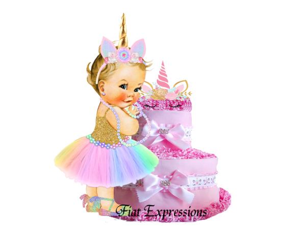 Fiat Expressions Unicorn Pink Burp Cloth Diaper Cake