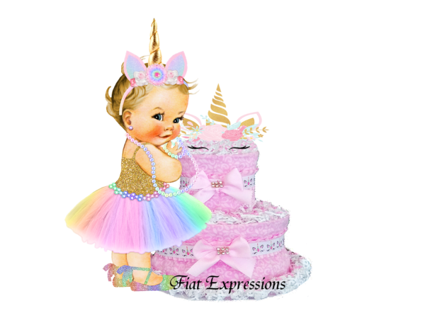 Fiat Expressions Unicorn Paisley Pink Burp Cloth Diaper Cake