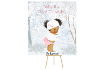 Baby It's Cold Outside Pink & White Baby Shower Poster Backdrop