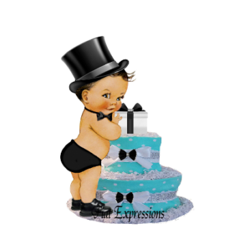 Fiat Expressions Breakfast at Tiffany's Boy Turquoise & Silver Burp Cloth Diaper Cake