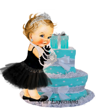 Breakfast at Tiffany's Turquoise & Silver Burp Cloth Diaper Cake