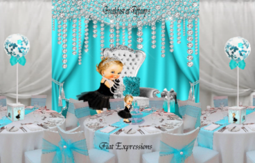 Fiat Expressions Breakfast at Tiffany's Girl Turquoise & Silver Petite Baby Shower Decorations Kit