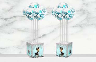 Breakfast at Tiffany's Girl Turquoise Silver Baby Shower Balloon Bouquet