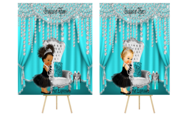 Breakfast at Tiffany's Girl Turquoise Silver Backdrop Poster