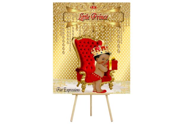 Fiat Expressions Little Prince Red & Gold Baby Shower Poster Backdrop