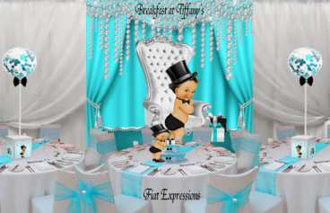 Fiat Expressions Breakfast at Tiffany's Boy Turquoise Silver Baby Shower Decorations Kit