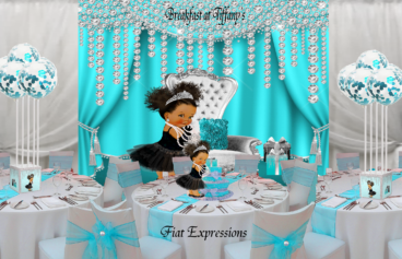 Fiat Expressions Breakfast at Tiffany's Girl Turquoise & Silver Baby Shower Decorations Kit