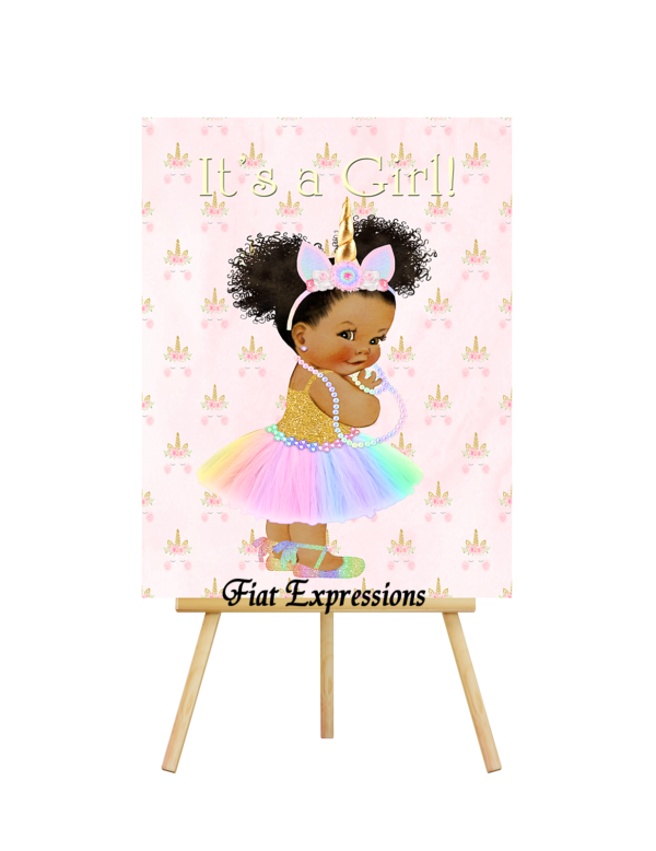 Fiat Expressions Unicorn Faces Baby Shower Poster Backdrop