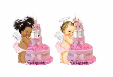 Fiat Expressions Heaven Sent Paisley Pink Silver Burp Cloth Diaper Cake