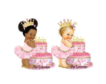 Ballerina Pink Gold Burp Cloth Diaper Cake