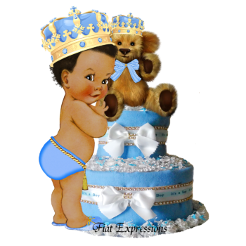 Prince Light Blue Gold Teddy Bear Diaper Cake
