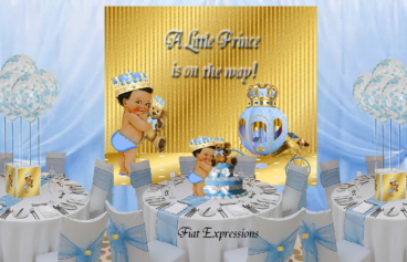 Fiat Expressions Prince Baby Blue Gold Teddy Bear Baby Shower Decorations Kit