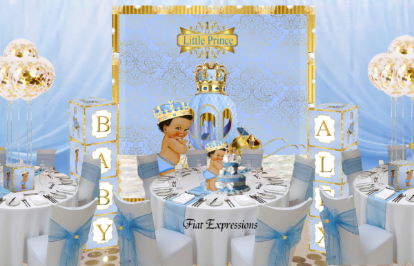 Fiat Expressions Prince Paisley Baby Blue Gold Baby Shower Decorations Kit