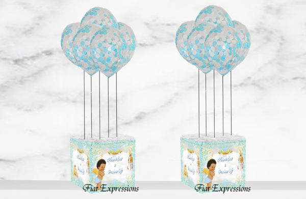 Fiat Expressions Heaven Sent Castle Blue Gold Baby Shower Balloon Centerpieces
