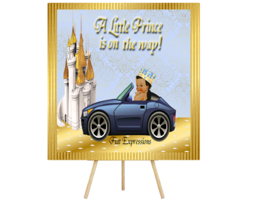 Fiat Expressions Prince Baby Blue Gold Castle Car Baby Shower Backdrop